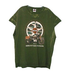 Harley Davidson Sleeveless Cut Off T-Shirt Size 2X Pacific Pearl Harbor Honolulu